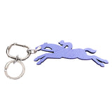 NEW LONGCHAMP Blue leather LOGO HORSE Keychain FOB KEYRING Retired Color NIB