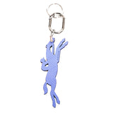 NEW LONGCHAMP Blue leather LOGO HORSE Keychain FOB KEYRING Retired Color NIB