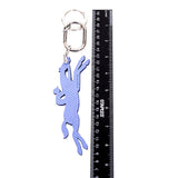 NEW LONGCHAMP Blue leather LOGO HORSE Keychain FOB KEYRING Retired Color NIB