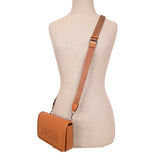 NEW $730 MCM Cognac Brown Leather MINI AREN LOGO Messenger CROSSBODY BAG NWT