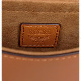 NEW $730 MCM Cognac Brown Leather MINI AREN LOGO Messenger CROSSBODY BAG NWT