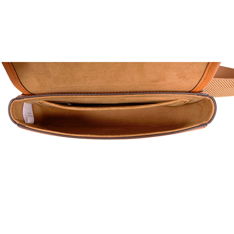 NEW $730 MCM Cognac Brown Leather MINI AREN LOGO Messenger CROSSBODY BAG NWT