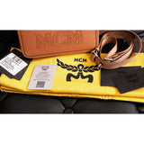 NEW $730 MCM Cognac Brown Leather MINI AREN LOGO Messenger CROSSBODY BAG NWT