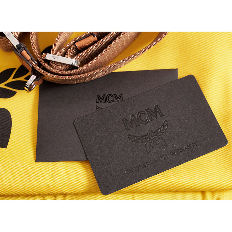 NEW $730 MCM Cognac Brown Leather MINI AREN LOGO Messenger CROSSBODY BAG NWT
