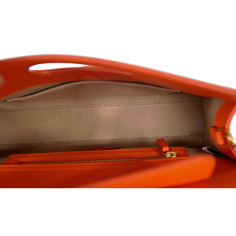 NEW $930 MCM Orange Calf Leather LAUREL LOGO Small Diamond TOTE BAG & STRAP NWT