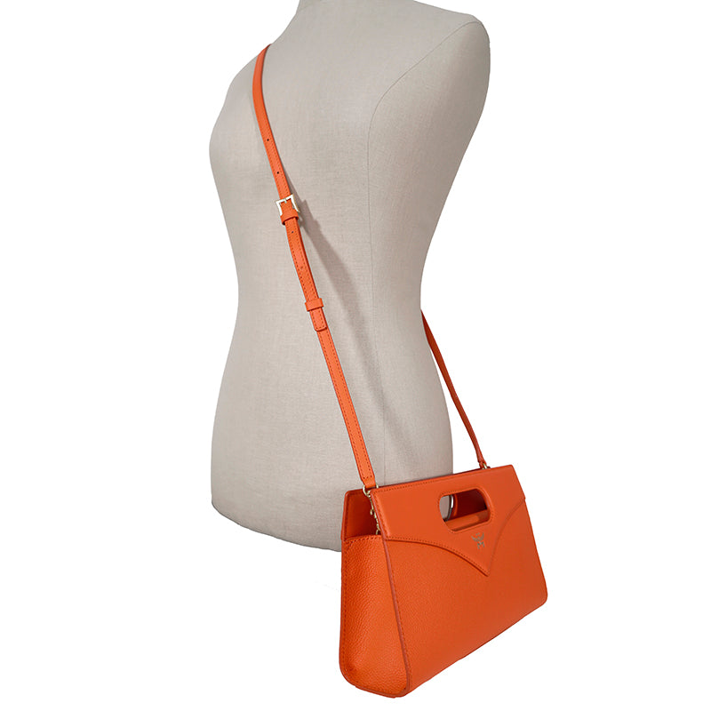 NEW $930 MCM Orange Calf Leather LAUREL LOGO Small Diamond TOTE BAG & STRAP NWT