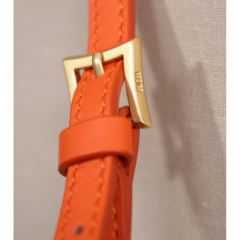 NEW $930 MCM Orange Calf Leather LAUREL LOGO Small Diamond TOTE BAG & STRAP NWT
