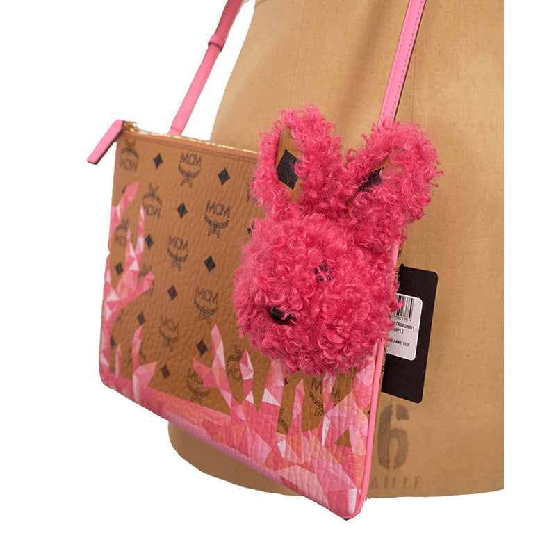 NEW $330 MCM Red Lauretos Monogram Jacquard Himmel FRENCH BULLDOG KEYCHAIN NWT (Copy)