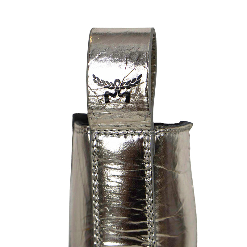 37/38/39/40 NEW $790 MCM Silver DISTRESSED LEATHER Pull On Logo RETRO SKYWANDER BOOTS NIB