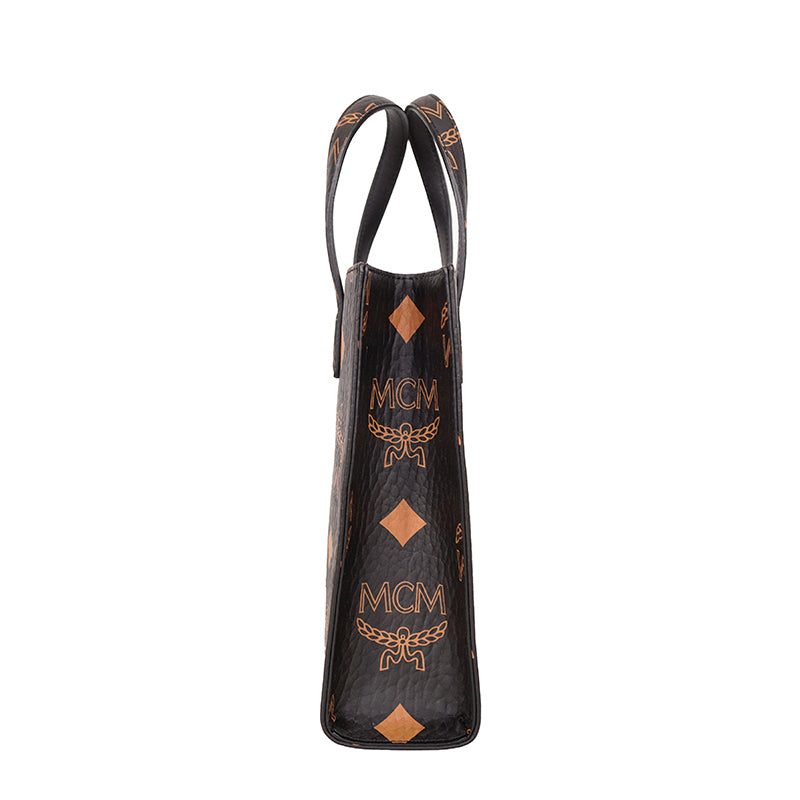 NEW $690 MCM Black Coated Canvas MINI AREN ORANGE LOGO Visetos CROSSBODY BAG NWT