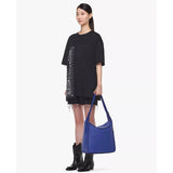 NEW $1,190 MCM Sodalite Blue LARGE AREN FLAP HOBO Logo MONOGRAM LEATHER BAG NWT