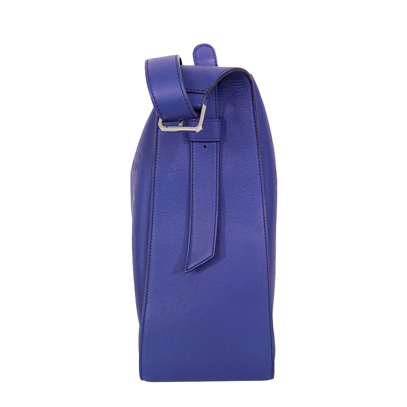 NEW $1,190 MCM Sodalite Blue LARGE AREN FLAP HOBO Logo MONOGRAM LEATHER BAG NWT