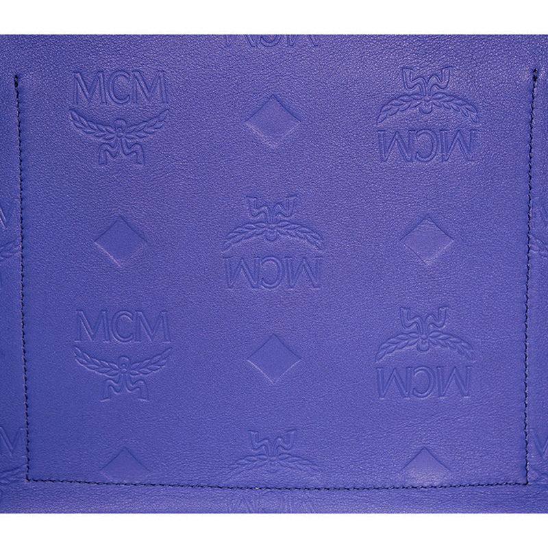NEW $1,190 MCM Sodalite Blue LARGE AREN FLAP HOBO Logo MONOGRAM LEATHER BAG NWT