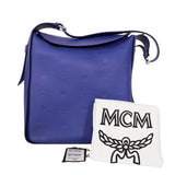NEW $1,190 MCM Sodalite Blue LARGE AREN FLAP HOBO Logo MONOGRAM LEATHER BAG NWT