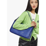 NEW $1,190 MCM Sodalite Blue LARGE AREN FLAP HOBO Logo MONOGRAM LEATHER BAG NWT