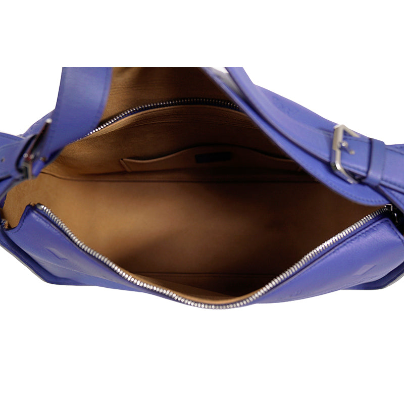 NEW $1,190 MCM Sodalite Blue LARGE AREN FLAP HOBO Logo MONOGRAM LEATHER BAG NWT