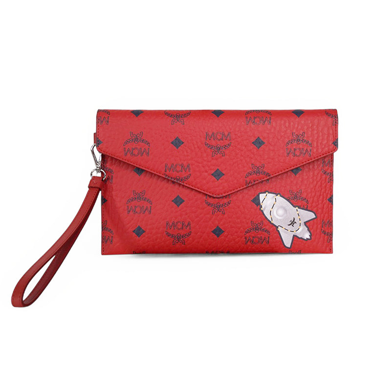 NEW MCM VIP CLIENT GIFT Red Visetos ROCKET GRAPHIC Envelope Clutch POUCH BAG HTF