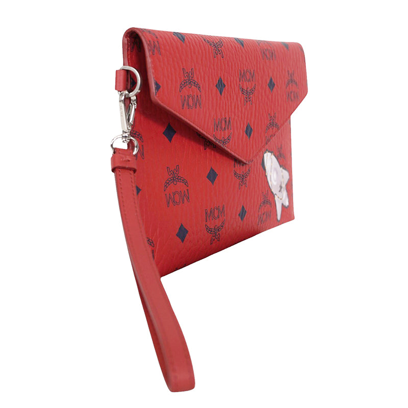 NEW MCM VIP CLIENT GIFT Red Visetos ROCKET GRAPHIC Envelope Clutch POUCH BAG HTF