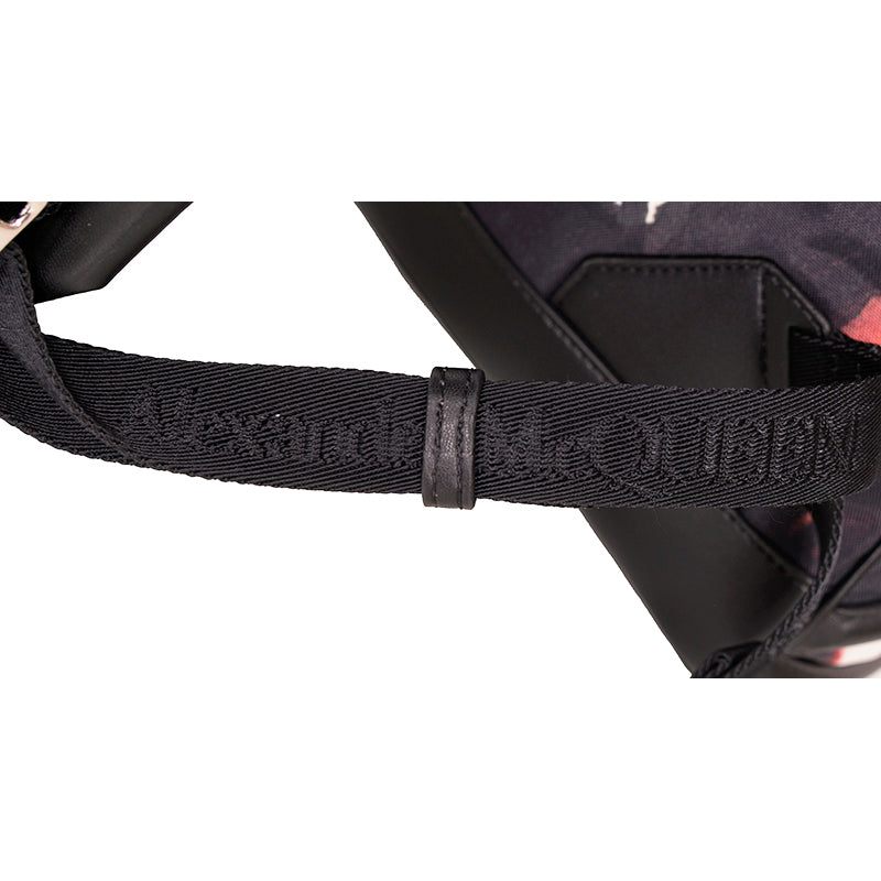 NEW $1690 ALEXANDER MCQUEEN Watercolor Print HARNESS LEATHER Canvas BACKPACK BAG