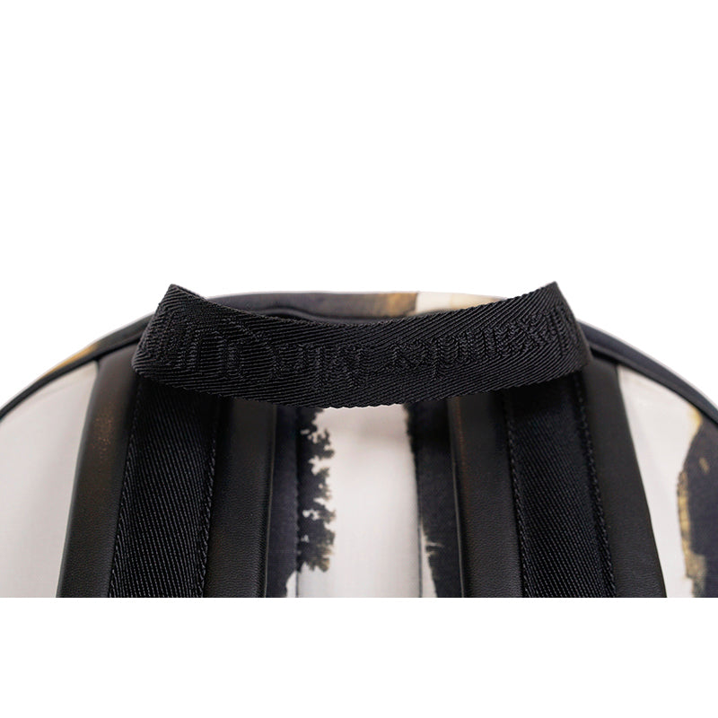 NEW $1690 ALEXANDER MCQUEEN Watercolor Print HARNESS LEATHER Canvas BACKPACK BAG