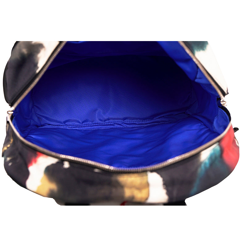 NEW $1690 ALEXANDER MCQUEEN Watercolor Print HARNESS LEATHER Canvas BACKPACK BAG