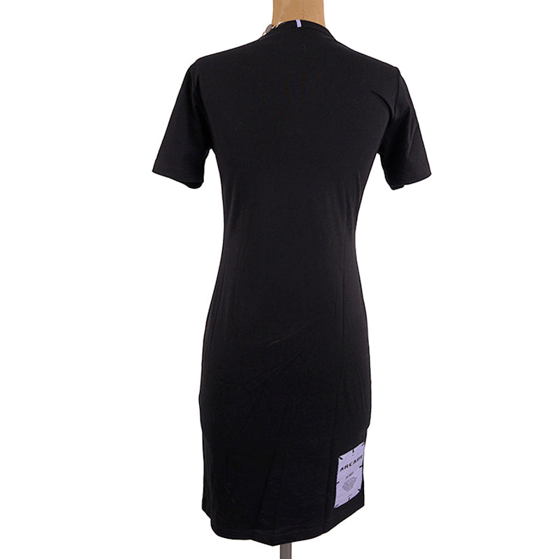 sz S NEW $395 ALEXANDER MCQUEEN MCQ Black Cotton ARCADE PRINT Tee T-Shirt DRESS