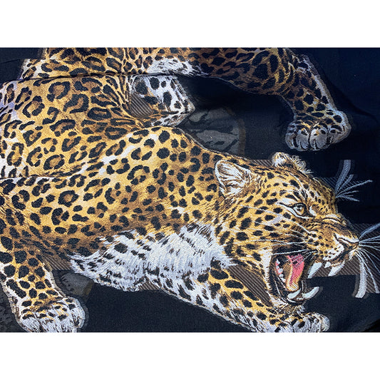 NEW $455 ALEXANDER MCQUEEN Black Sheer REGAL LEOPARD SKULL 70" Long STOLE SCARF