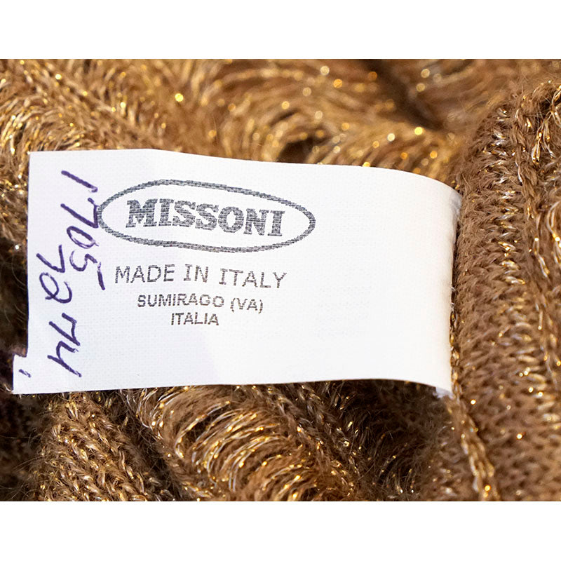 42 NEW $1980 MISSONI Vintage 2009 RUNWAY Gold & Bronze Mohair Wool DRESS & SLIP