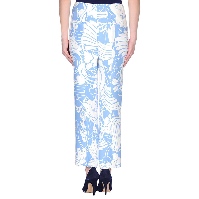 sz 42 NEW $1,260 MIU MIU Blue White Tropica Floral CROPPED SPRING SUMMER PANTS