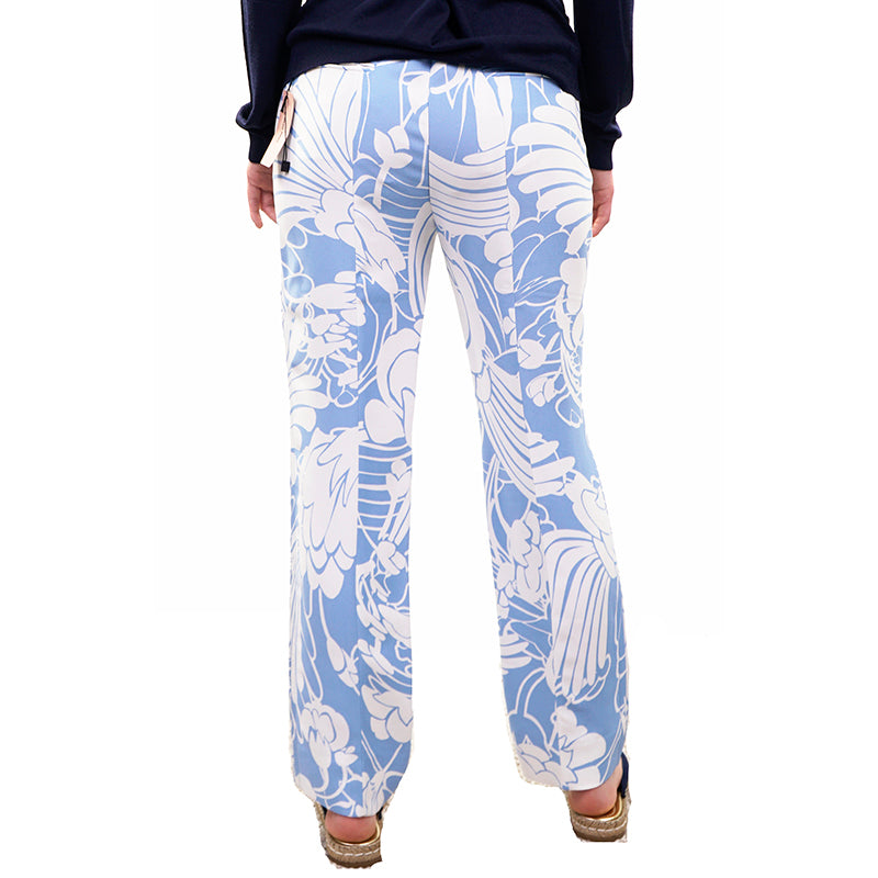 sz 42 NEW $1,260 MIU MIU Blue White Tropica Floral CROPPED SPRING SUMMER PANTS