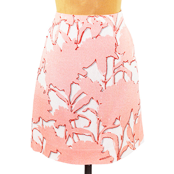 46 US 8 NEW $1,790 MIU MIU Pink White TROPICAL FLORAL PRINT Spring Summer SKIRT