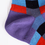 sz XS NEW $390 MIU MIU Women's Blue Red Black Mod Check Cotton Blend CREW SOCKS