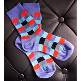 sz XS NEW $390 MIU MIU Women's Blue Red Black Mod Check Cotton Blend CREW SOCKS