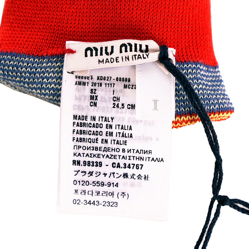 sz XS NEW $390 MIU MIU Women's Red Blue Yellow Checked Cotton Blend CREW SOCKS