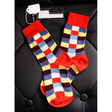 sz XS NEW $390 MIU MIU Women's Red Blue Yellow Checked Cotton Blend CREW SOCKS
