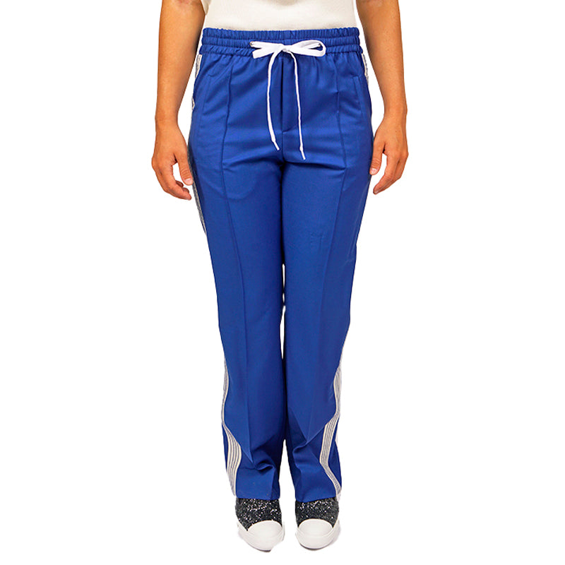 sz 38 XS NEW $845 MIU MIU Blue WHITE SPORTY SIDE STRIPE Wool Mohair TRACK PANTS XS