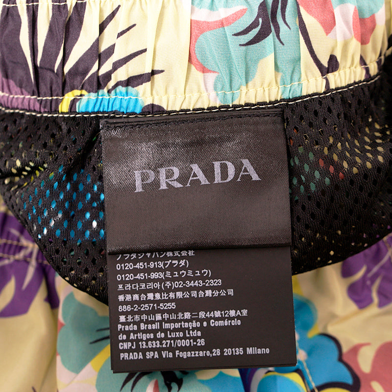 46 NEW $725 PRADA Men Floral Print RUBBER LOGO Swim Shorts TRUNKS & TRAVEL POUCH