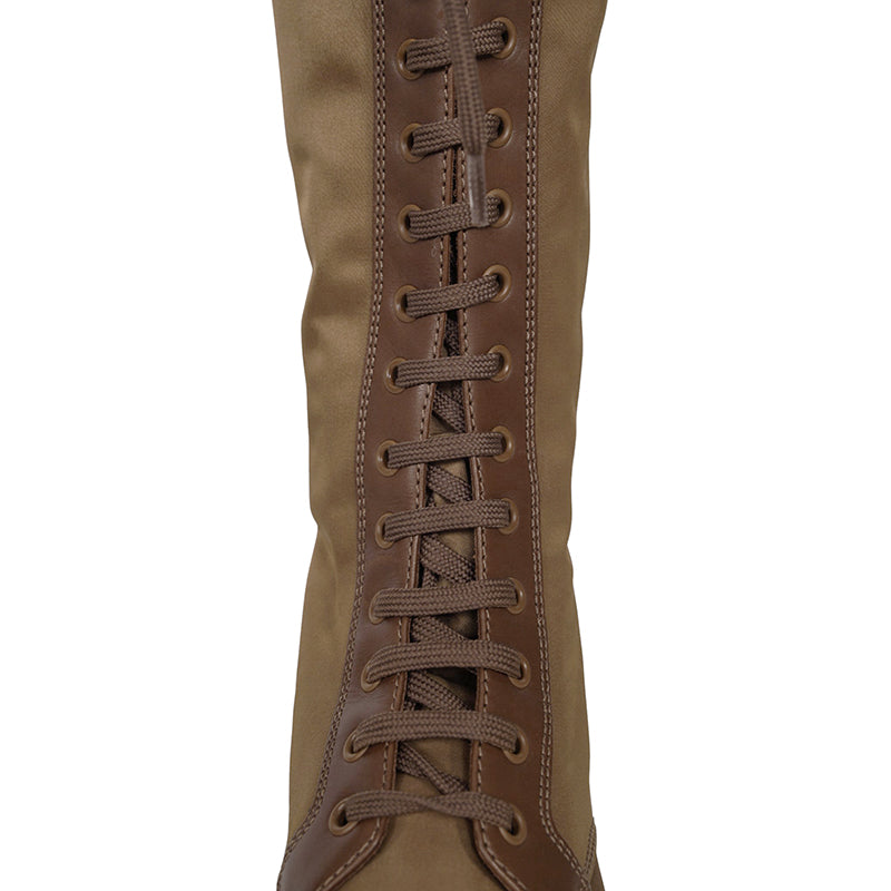 37 NEW $1,990 PRADA Tobacco Re-Nylon Metal Triangle Logo 50mm TALL COMBAT BOOTS