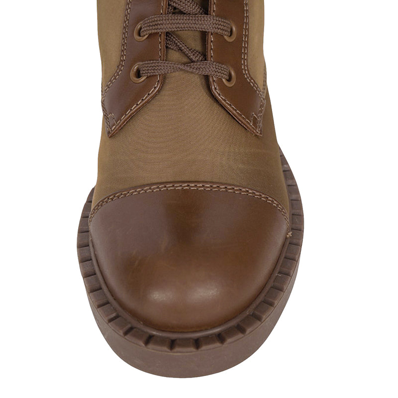 37 NEW $1,990 PRADA Tobacco Re-Nylon Metal Triangle Logo 50mm TALL COMBAT BOOTS