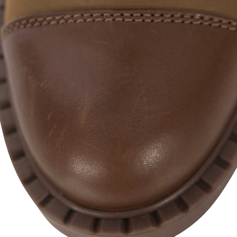 37 NEW $1,990 PRADA Tobacco Re-Nylon Metal Triangle Logo 50mm TALL COMBAT BOOTS