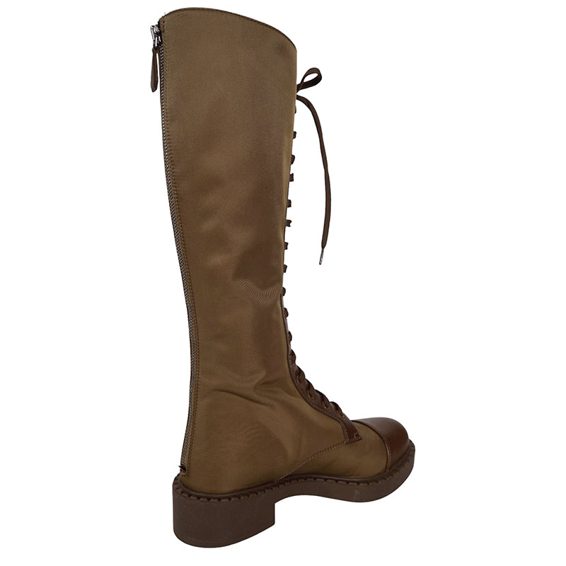 37 NEW $1,990 PRADA Tobacco Re-Nylon Metal Triangle Logo 50mm TALL COMBAT BOOTS