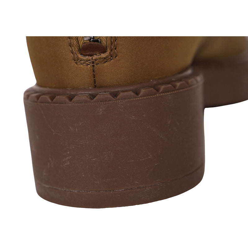 37 NEW $1,990 PRADA Tobacco Re-Nylon Metal Triangle Logo 50mm TALL COMBAT BOOTS