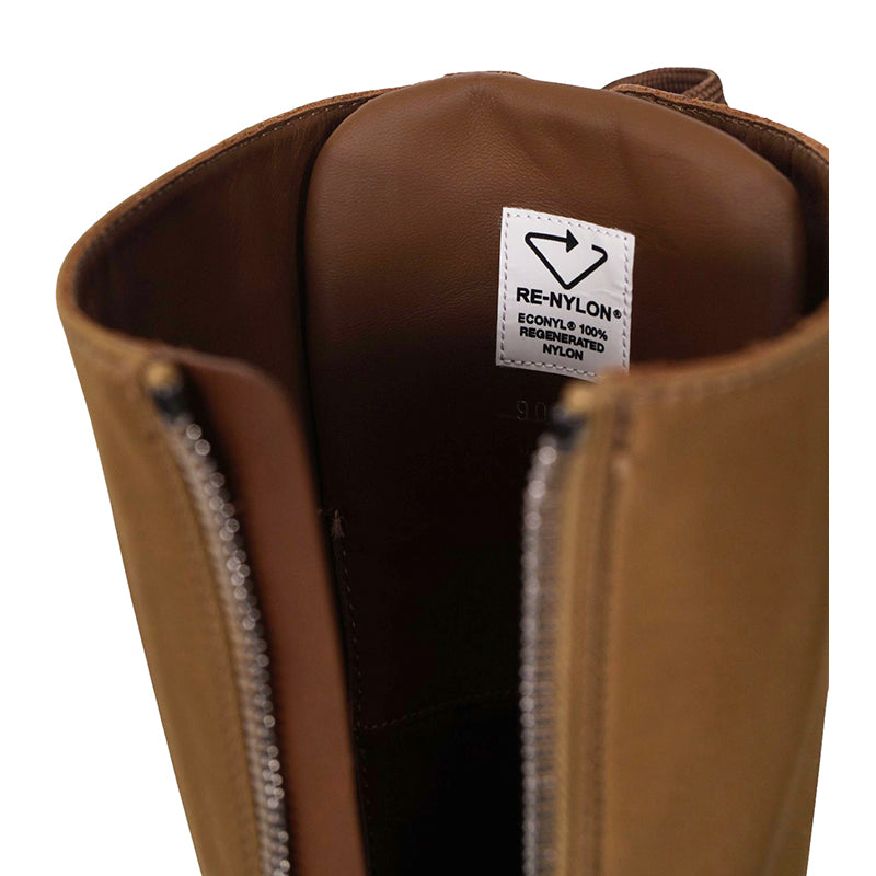 37 NEW $1,990 PRADA Tobacco Re-Nylon Metal Triangle Logo 50mm TALL COMBAT BOOTS