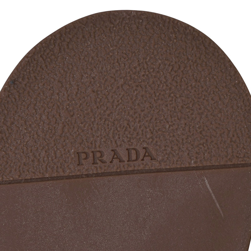 37 NEW $1,990 PRADA Tobacco Re-Nylon Metal Triangle Logo 50mm TALL COMBAT BOOTS