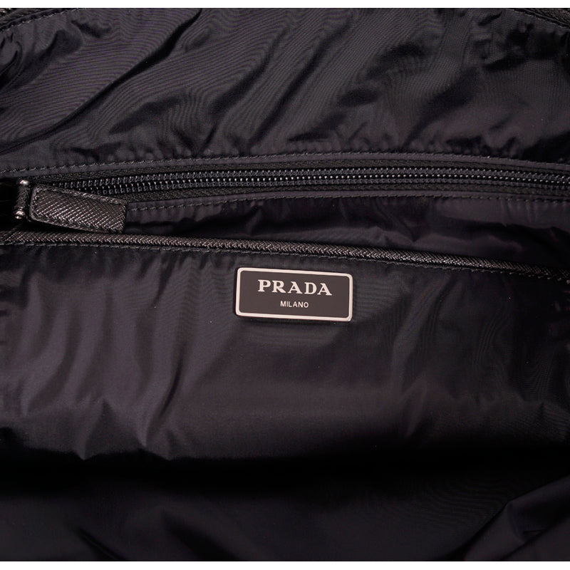 NEW $1795 PRADA Black NEON MONKEY LOGO Nylon CROSSBODY STRAP SHOPPER TOTE BAG