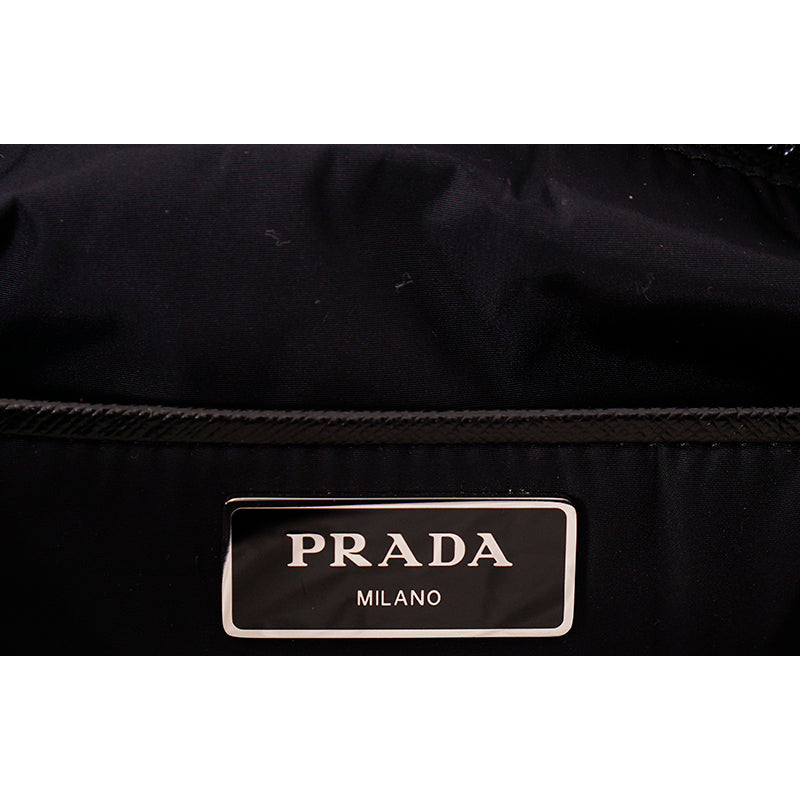 NEW $1795 PRADA Black NEON MONKEY LOGO Nylon CROSSBODY STRAP SHOPPER TOTE BAG