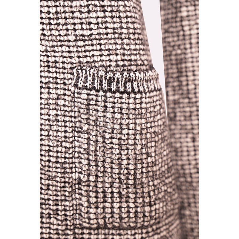 sz 40/46 NEW $1470 PRADA Black White Gray TWEED KNIT Wool Blend Sweater CARDIGAN L