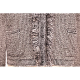 sz 40/46 NEW $1470 PRADA Black White Gray TWEED KNIT Wool Blend Sweater CARDIGAN L