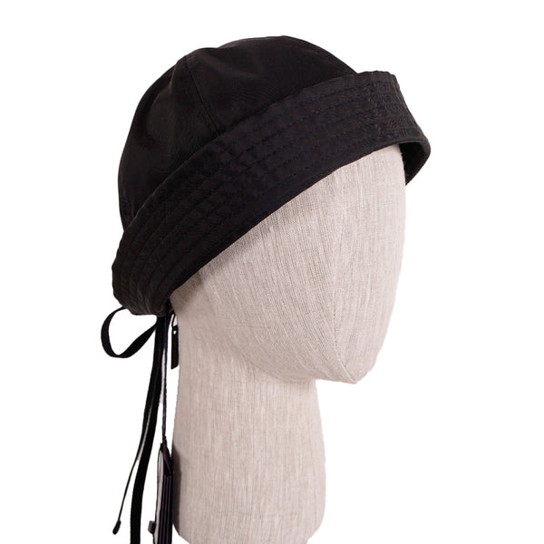 S NEW $775 PRADA Woman's RUNWAY Black Nylon SAILOR Cap Spring Summer BUCKET HAT