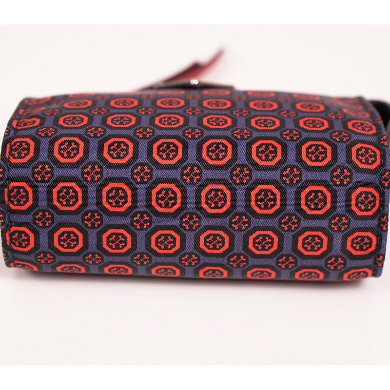 NEW $650 PRADA Red Gray NYLON Saffiano Key Chain Trick BAG CHARM Zip POUCH NIB
